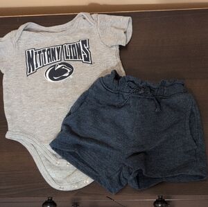 Nittany Lions Gray and Navy Kids Bodysuit & Shorts Set